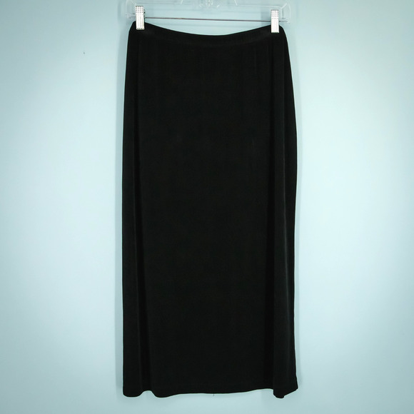 Chico's 3 Size XL Black Traveleres Pull On Midi Length Actate Blend Knit Skirt - Picture 1 of 5